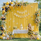 10x10ft Yellow Backdrop Curtains for Wedding Parties Wrinkle Free Yellow Curtains Photo Backdrop Drapes for Photography Birthday Baby Shower Soft Fabric Party Backgournd for Photoshoot - Image 3