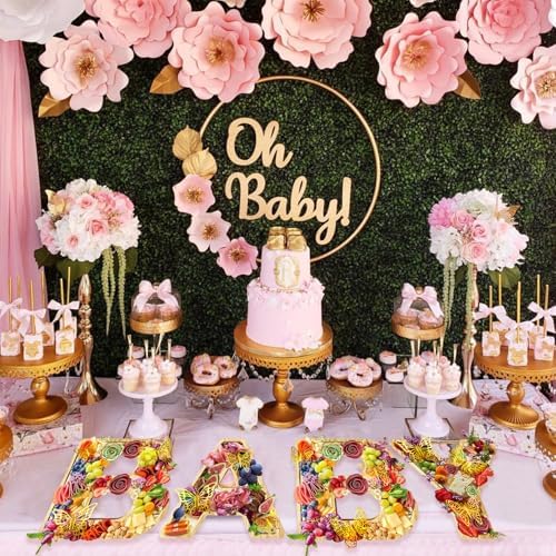 4 Pcs Wooden Baby Charcuterie Letters, Gold Butterflies, Baby Shower Party - Image 4