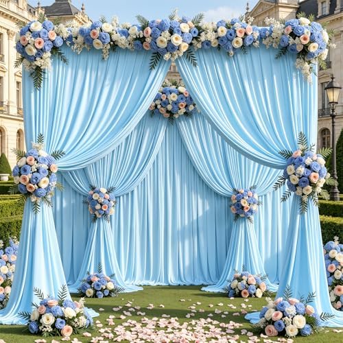 40x10ft Blue Backdrop Curtain Panels for Parties - Wrinkle Free Polyester Photo Curtain Backdrop Wedding Back Drop Fabric Drapes for Party Decorations Background for Photography - Image 2