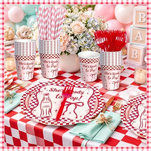 178 Pcs Shes Ready to Pop Baby Shower Decorations Retro Soda Party Decor - Image 5