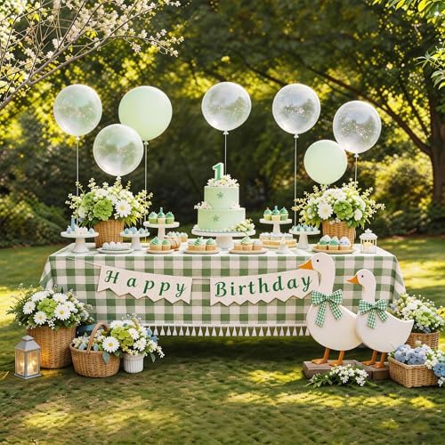 Green Gingham Table Cloth Rectangle, Cotton Linen Checkered, 55x90 Inch - Image 7