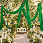 4 Panels 5ft(W) x 20ft(L) Green Ceiling Drapes for Wedding Parties by PartyVillage