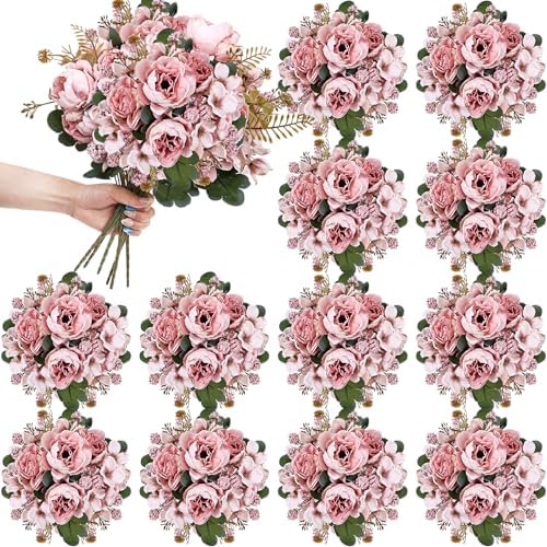 12 Bundles Peonies Artificial Flowers & Pack of 8 Baby Shower Centerpieces for Tables - Image 2
