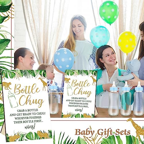 Trelaco 12 Pcs Safari Baby Shower Games Bottle Chug Wooden Sign Set - Image 7
