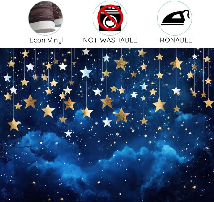 8 x 6 ft Twinkle Littler Star Backdrops Blue Galaxy Starry Night Sky Children Kids Birthday Baby Shower Party Photography Background Newborn Baby Child Portrait Decorations Photo Props - Image 6