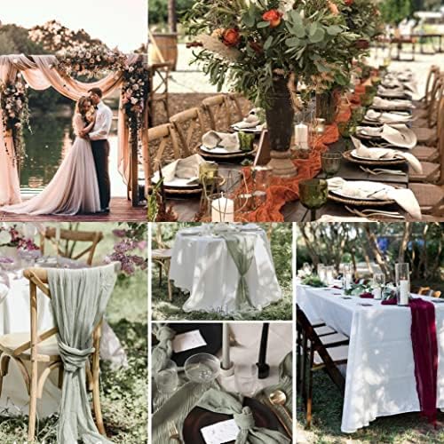 12 Pack Gery Cheesecloth Table Runner 10ft Boho Gauze Cheese Cloth Table Runner Rustic Sheer Runner 120 inch Long for Christmas Wedding Table Decorations - Image 6