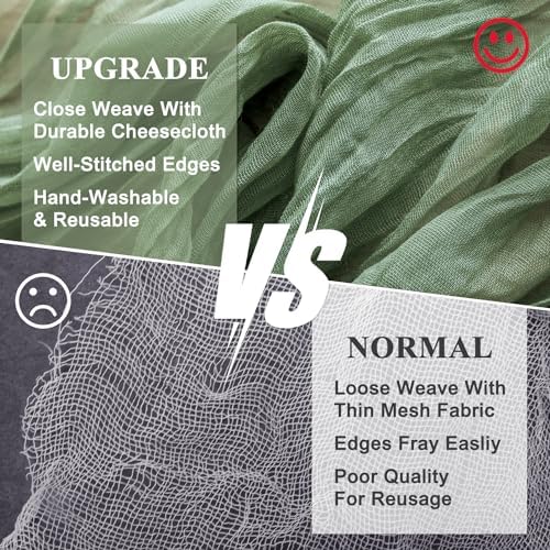 Wokceer Cheesecloth Table Runner Sage Green 10FT Boho Gauze, 12 Pack - Image 4