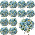 Tigeen 12 Bundles Peonies Artificial Flowers Faux Roses, Mist Blue by Tigeen