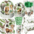 Potchen 452 Pcs Wild Animals Plates Napkins Party Supply, Green by Potchen