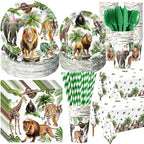 Potchen 452 Pcs Wild Animals Plates Napkins Party Supply, Green by Potchen