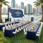 1 Pack Navy Blue Spandex Tablecloths for 8 Foot Rectangle Tables - Image 6
