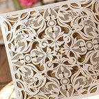 Hosmsua 50PCS Personalized Ivory Wedding invitation with Envelopes, 6.3x6.3 Laser Cut Hollow Lace Rose Invitation for Wedding Engagement Birthday Invite (Customized Printed) - Image 6