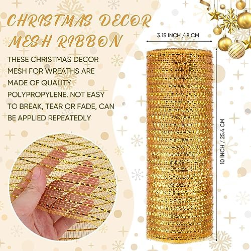 Funtery 4 Rolls 40 Yard Christmas Deco Mesh Decorative, Gold - Image 2