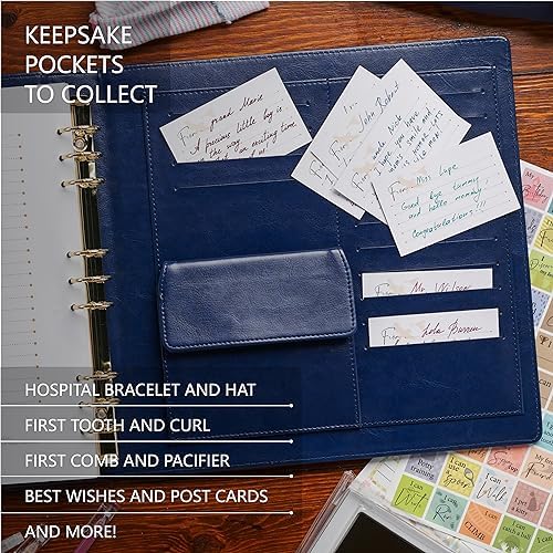 Keepsake Baby Memory Book Girl Boy – Timeless Leather-Bound Baby Milestone Book – Baby Book Keepsake Record First 5 Years – Gender Neutral Baby Scrapbook Album Baby Album Journal Registry Search Gift - Image 3