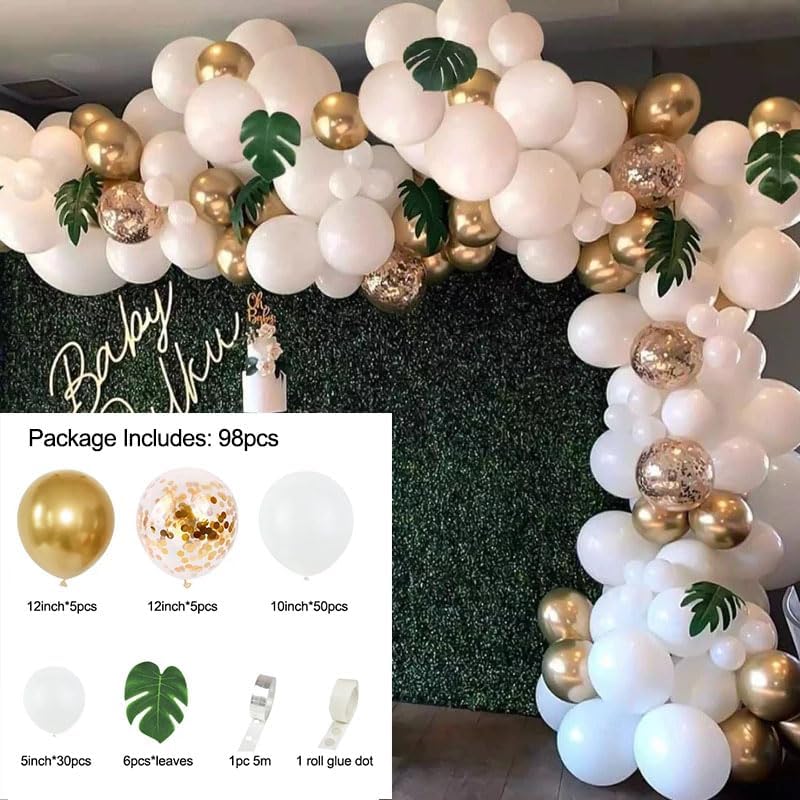 98Pcs Balloon Garland Arch Kit, Gold Confetti Latex Balloons for Wedding Kids Jungle Birthday Party Decorations Baby Shower Balloon Arch Kit (Color : 98pcs Set) - Image 7