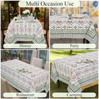 Ridhi Evergreen Ikat and Red Hand Block Print Cotton Rectangle Tablecloth 54x54 inch Reusable Table Cover Decorative Everyday Use for Dining Room, Farmhouse, Home Gift for Spring, Summer - Image 5