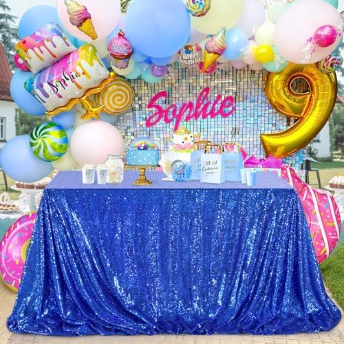 SoarDream Navy Blue Sequin Tablecloth 90"x156" Wedding Table Cloth - Image 5