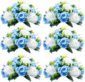 Sziqiqi Silk Rose Flower Balls for Table Centerpieces, Blue&White, 6Pcs by SZIQIQI