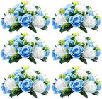 Sziqiqi Silk Rose Flower Balls for Table Centerpieces, Blue&White, 6Pcs by SZIQIQI