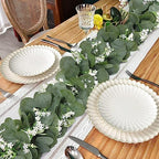 Eucalyptus Garland with White Flowers 4 Packs 5.9Ft Artificial Plants Vines - Image 4