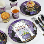 Halloween Baby Shower Party Supplies Decorations Serve50, Baby Brewing Baby Shower Plates and Napkins Set, Disposable Paper Plates Napkins Cups Tableware for Halloween Gender Reveal Party Decorations - Image 3