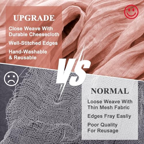 Wokceer Cheesecloth Table Runner Dark Rose 10FT Boho Gauze Runner, 12 Pack - Image 4