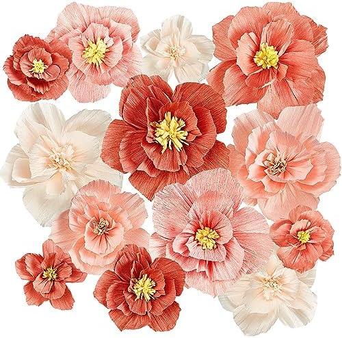 Cholemy 36 Pcs Tissue Paper Flowers, Crepe Paper Flowers Decorations 8" 10" 12" for Wedding Party Baby Bridal Shower Carnival Party Birthday Nursery Wall Decor (Assorted Color) by Cholemy
