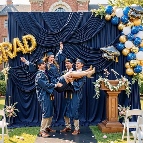 40FT x 15FT Wrinkle-Free Navy Blue Backdrop Curtains for Wedding, 8 Panels Navy Blue Fabric Photo Background Drapes for Wedding Reception, Birthday, Bridal & Baby Shower Decorations Photography - Image 3