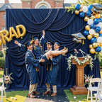 50FT x 15FT Wrinkle-Free Navy Blue Backdrop Curtains for Wedding, 10 Panels Navy Blue Fabric Photo Background Drapes for Wedding Reception, Birthday, Bridal & Baby Shower Decorations Photography by Besutolife