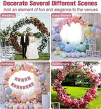 7 Ft Round Wedding Arch Stand with Metal Base, White - Image 7
