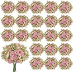 Dusty Pink Artificial Flowers 24 Bundles Silk Floral with Stems by TOBILU
