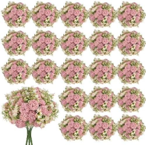 Dusty Pink Artificial Flowers 24 Bundles Silk Floral with Stems by TOBILU