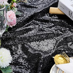 Black Party Decorations Sequin Tablecloth Glitter Overlay Drapes 90x90 Inch - Image 2