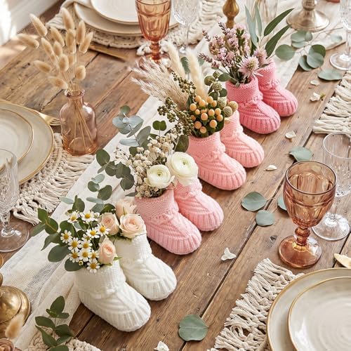 Tranqun 4 Sets Baby Booties Centerpiece No Floral DIY,Classic,Pink Ombr by Tranqun