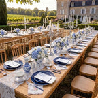KIRE 175Pcs Blue Plastic Plates with Silver Rim & Disposable Silverware with Blue Handle & Silver-rim Cups & Hand Napkin & Plastic Dinnerware for Parties/Wedding - Image 6