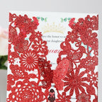 Hosmsua 50PCS Personalized Red Butterfly Invitation 5.12 x 7.3'' Laser Cut Lace Flora Quinceanera Invitation with Envelopes for Bridal Shower Sweet 16, XV Anos Birthday Invite (Red Glitter) - Image 4