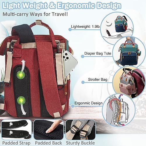 SHITIESHOU Diaper Bag Backpack Baby Bag, Baby Girl Boy Diaper Bag for Dad Mom with Pad, 16 Pockets, Pacifier Case, Large Diaper Bags Unisex for Travel (Colorful) - Image 5