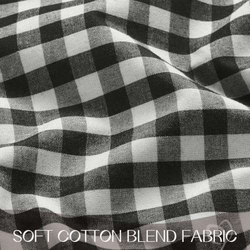 Romanstile Gingham Ruffled Round Tablecloth, 70 Inch, Black - Image 5