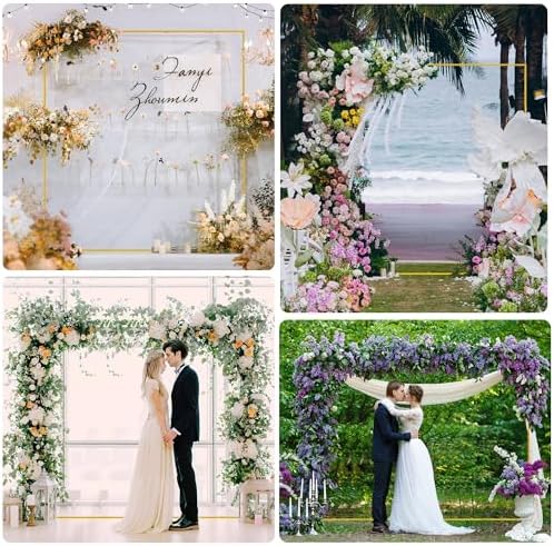 Wokceer Square Wedding Arch Backdrop Stand Gold Metal Arch 7.2FT x 6.6FT - Image 6