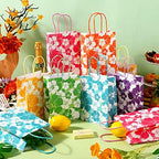 Teling 48 Pcs Hawaiian Party Favor Hibiscus Luau Paper Bags with Handles - Image 4
