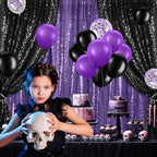 SmoothNovelty 137 Pcs Purple Black Sequin Curtains Balloon Garland Kit - Image 4