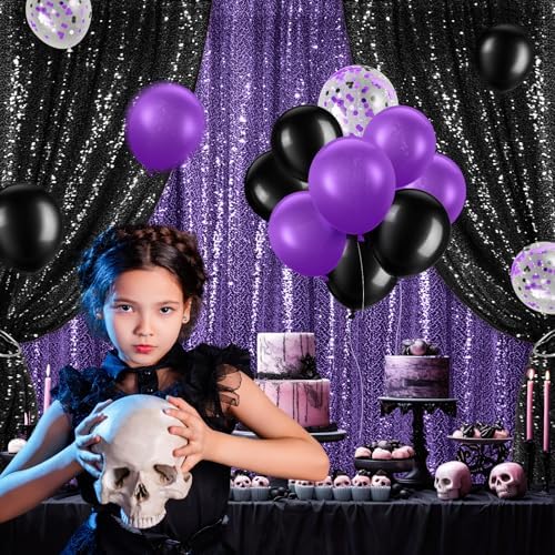 SmoothNovelty 137 Pcs Purple Black Sequin Curtains Balloon Garland Kit - Image 4