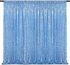 Baby Blue Glitter Sequin Backdrop Curtains 2 Pcs 5FTx10FT Baby Shower Party Backdrop for Boy Gorgeous Photography Fabric Drapes - Image 4