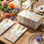 Potchen 100 Pcs Linen Feel Napkins Disposable, Wildflower - Image 2