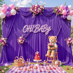 40x15ft Purple Backdrop Curtains for Baby Shower Parties Wrinkle Free Fabric Backdrop Curtain Wedding Photo Drapes Backdrop for Girls Birthday Party Bridal Shower Photography Back Drop 8 Panels 5x15FT - Image 3
