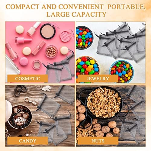 Woanger 500 Pcs Black Organza Bags Bulk 3 x 4 Inch Small Drawstring Mesh Gift Bags Sheer Jewelry Pouches Sachet Candy Pouch for Wedding Favor Holiday Festival Birthday Party Shower (Pack of 2) - Image 6