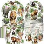 Pickmesh 250 Pcs Jungle Birthday Party Supplies Decorations Serve 50 Safari Animals Disposable Paper Plates Napkins and Cups Jungle Wild Animals Zoo Safari Baby Shower Birthday Wedding Party Supplies by Pickmesh