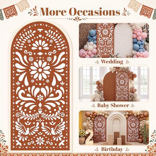 Gerrii 6 ft Cielito Lindo Arch Backdrop, All-in-one Stand up, Brown - Image 4