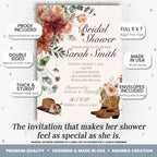 Amanda Creation Western Bridal Shower Invitations Personalized for Her, 30 5x7 Bridal Shower Invitations with Envelopes, Rustic Cowboy Boot Floral - Image 2
