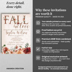 Amanda Creation Fall in Love Bridal Shower Invitations, 20 Personalized 5x7 Rustic Autumn Floral Cards with Envelopes - Image 4